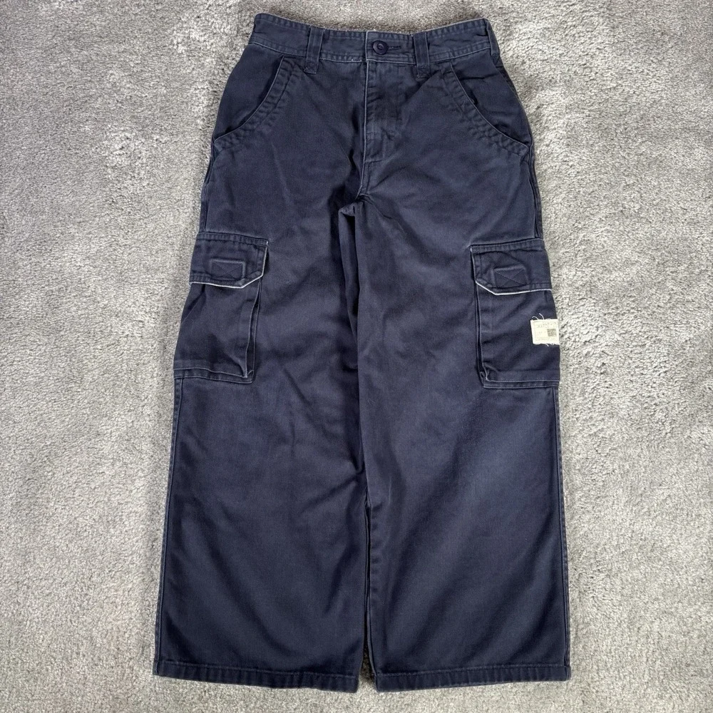Vintage Sonoma Cargo Pants Youth Boys 8 Blue‎ Twill Wide Leg Baggy Utility Y2K